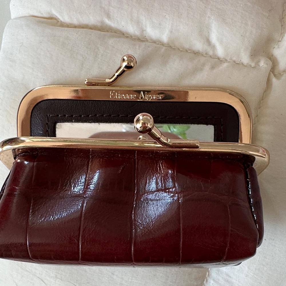 Etienne Aigner Vintage Oxblood Lipstick Case with Mirror - Picture 7 of 9